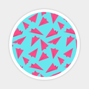 Paper Planes Pattern Pink Blue Magnet